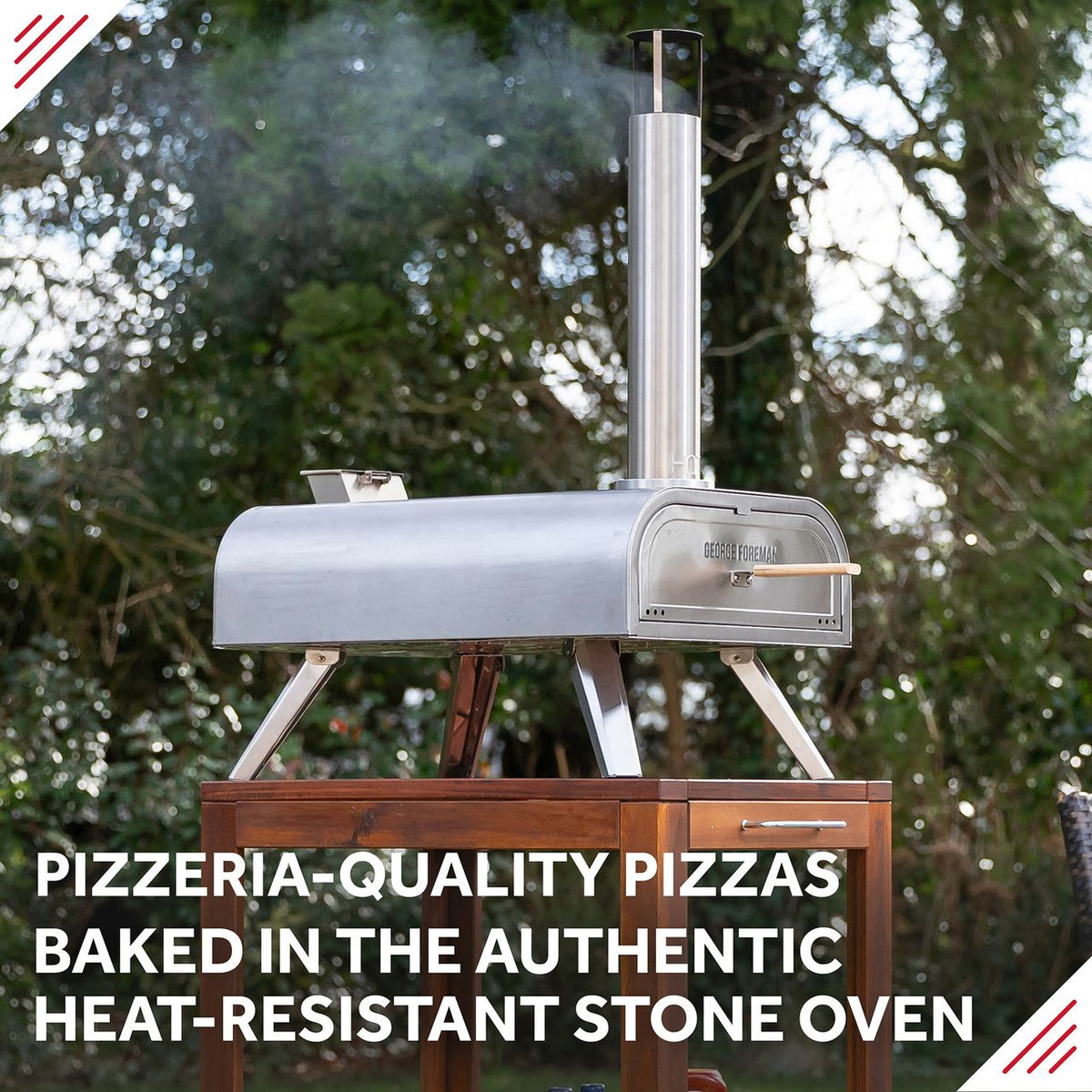 George Foreman GFWPPO2BPC Wood Pellet Outdoor Pizza Oven - Black