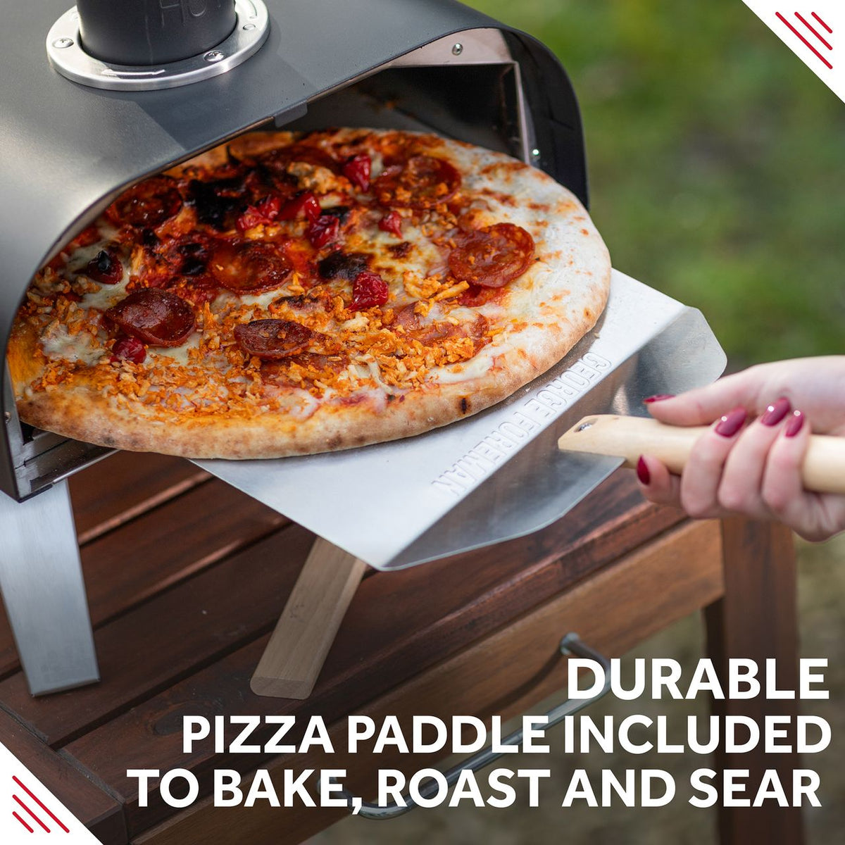 George Foreman BBQ Grill Top Outdoor Pizza Oven, Suitable For Gas or Charcoal BBQs - Black