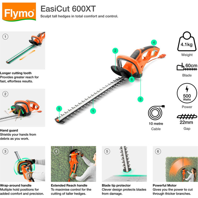 Flymo EasiCut 600XT Hedge Trimmer - Orange Main Image