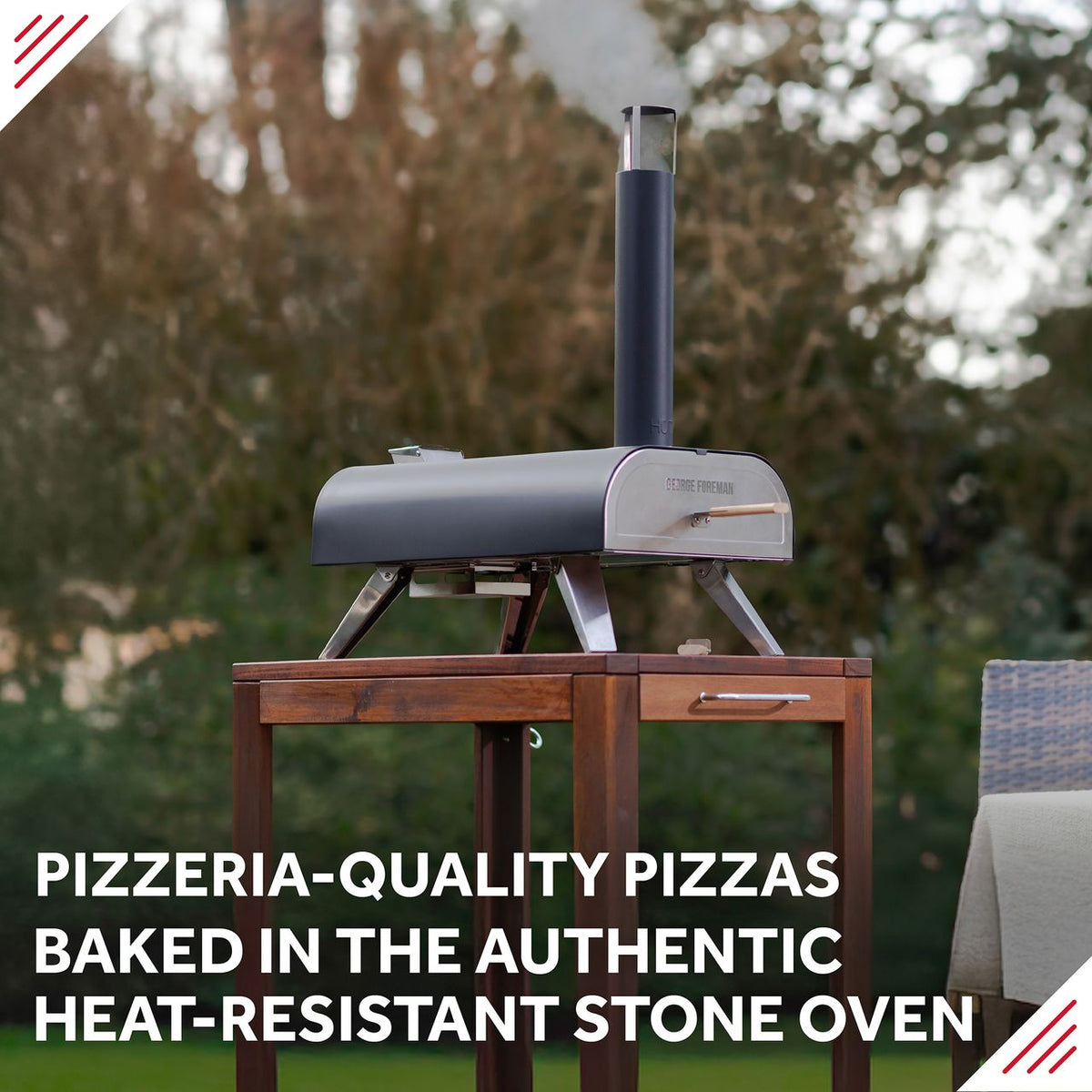 George Foreman BBQ Grill Top Outdoor Pizza Oven, Suitable For Gas or Charcoal BBQs - Black
