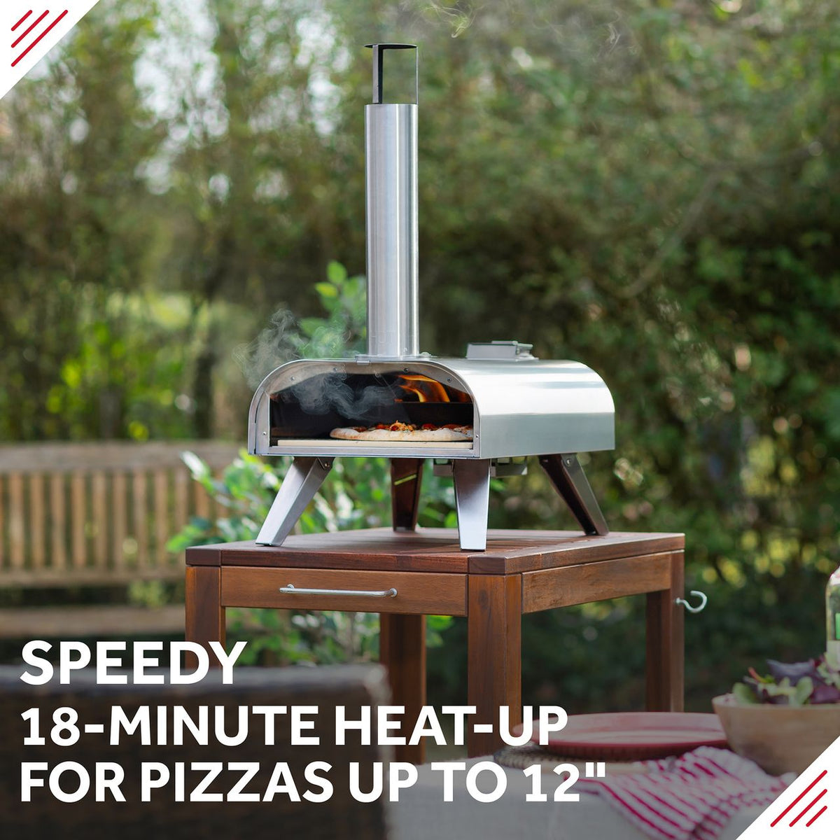 George Foreman BBQ Grill Top Outdoor Pizza Oven, Suitable For Gas or Charcoal BBQs - Stainless Steel