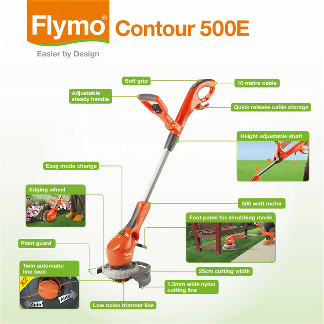 Flymo Contour 500E - Grass Trimmer - Orange Main Image