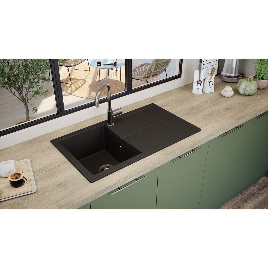 Rocklite Milton 1 Bowl Inset Kitchen Sink - Black
