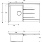 Rocklite Bredon 1 Bowl Inset Kitchen Sink - Grey