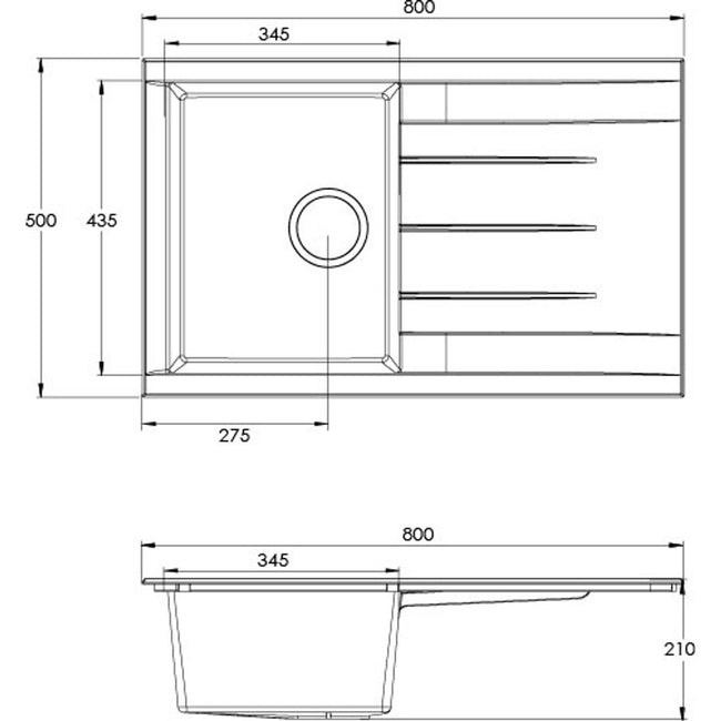 Rocklite Bredon 1 Bowl Inset Kitchen Sink - Grey Main Image