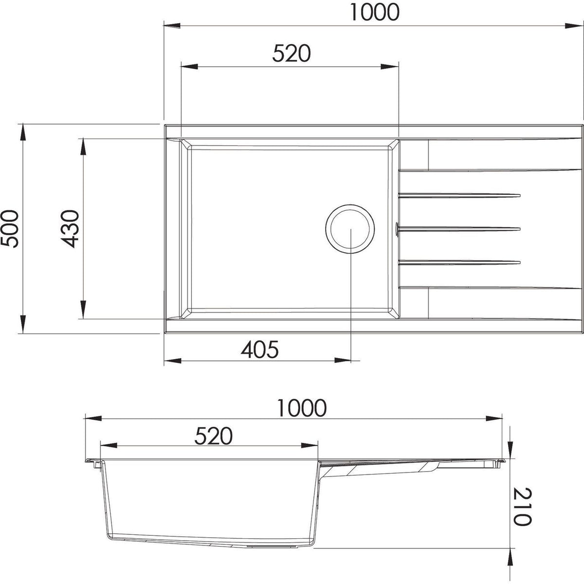 Rocklite Bredon 1 Bowl Inset Kitchen Sink - White