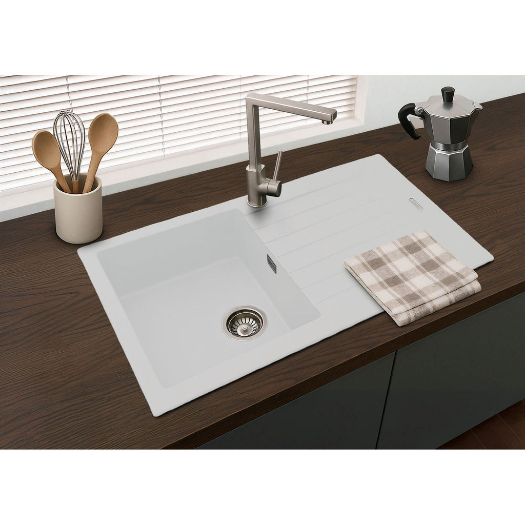 Harlyn Daymer 1 Bowl Inset Kitchen Sink - White
