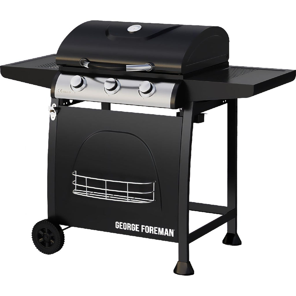 George Foreman GFGBBQ3B-N 3 Burner Gas Barbecue - Black