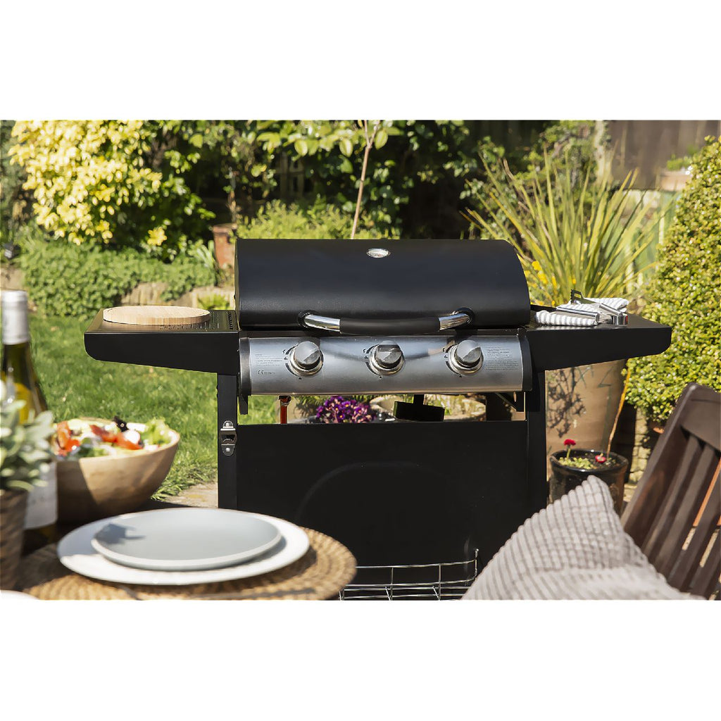 George Foreman GFGBBQ3B-N 3 Burner Gas Barbecue - Black