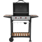 George Foreman GFGBBQ3BW 3 Burner Gas Barbecue - Black / Wood