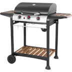 George Foreman GFGBBQ3BW 3 Burner Gas Barbecue - Black / Wood