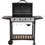 George Foreman GFGBBQ4BW 4 Burner Gas Barbecue - Black / Wood