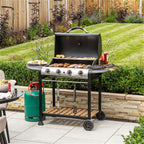 George Foreman GFGBBQ4BW 4 Burner Gas Barbecue - Black / Wood