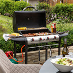 George Foreman GFGBBQ4BW 4 Burner Gas Barbecue - Black / Wood