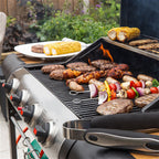 George Foreman GFGBBQ4BW 4 Burner Gas Barbecue - Black / Wood