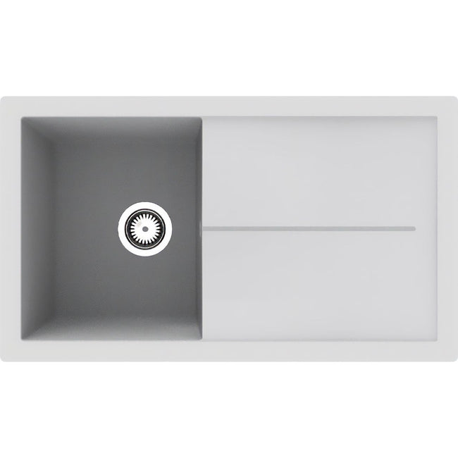 Rocklite Milton 1 Bowl Inset Kitchen Sink - White Hover Image