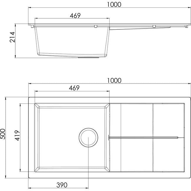 Rocklite Milton 1 Bowl Inset Kitchen Sink - White Main Image