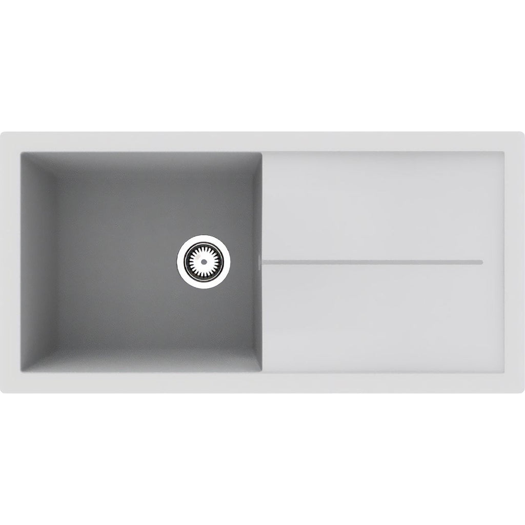 Rocklite Milton 1 Bowl Inset Kitchen Sink - White