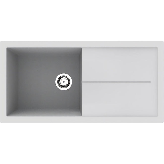 Rocklite Milton 1 Bowl Inset Kitchen Sink - White Hover Image