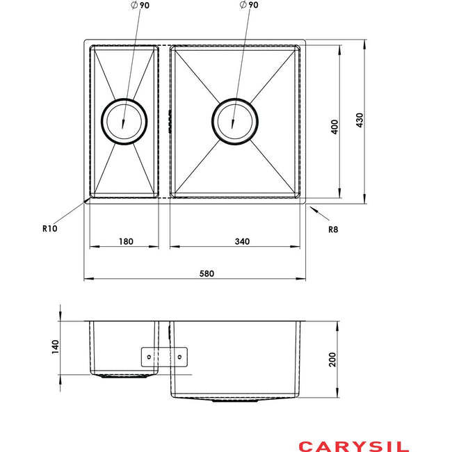 Harlyn Carbis 1.5 Bowl Inset Kitchen Sink - Gunmetal Main Image