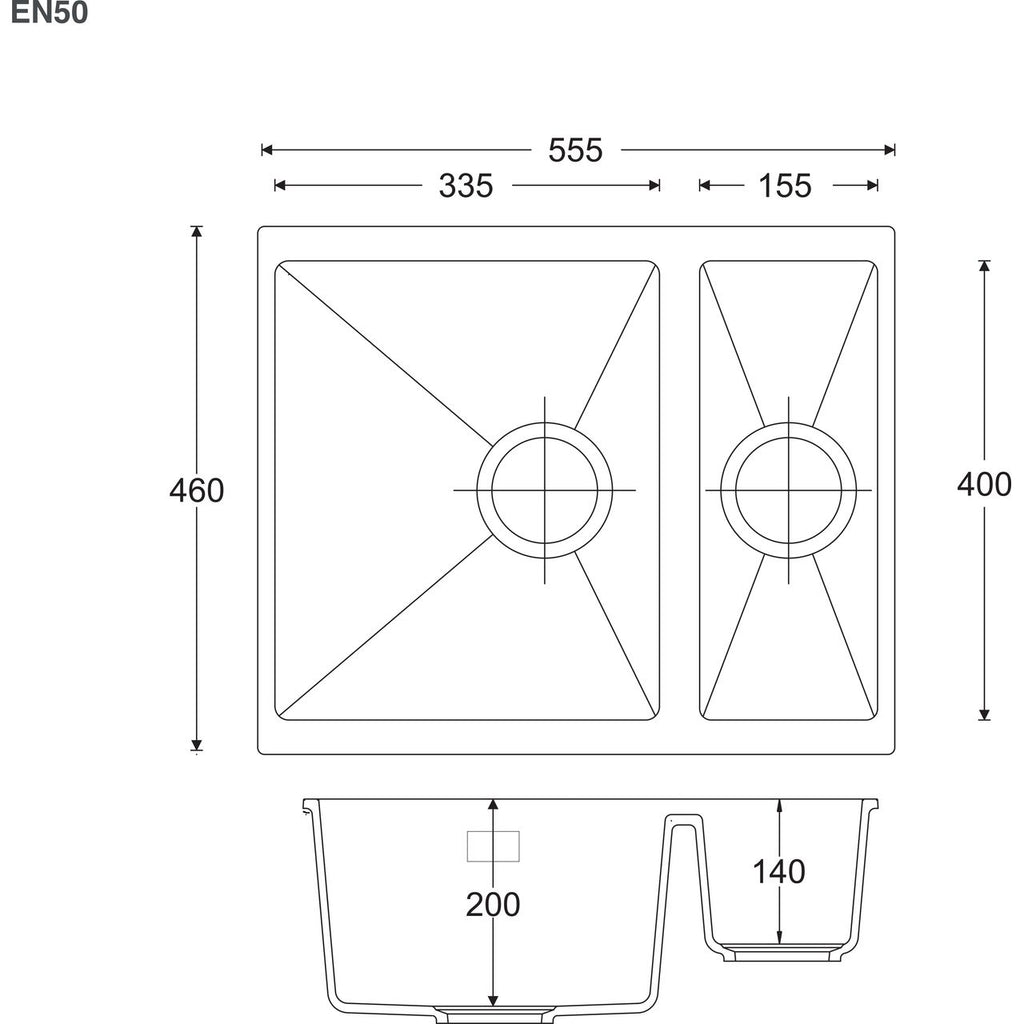 Harlyn Sennen 1.5 Bowl Inset Kitchen Sink - Black
