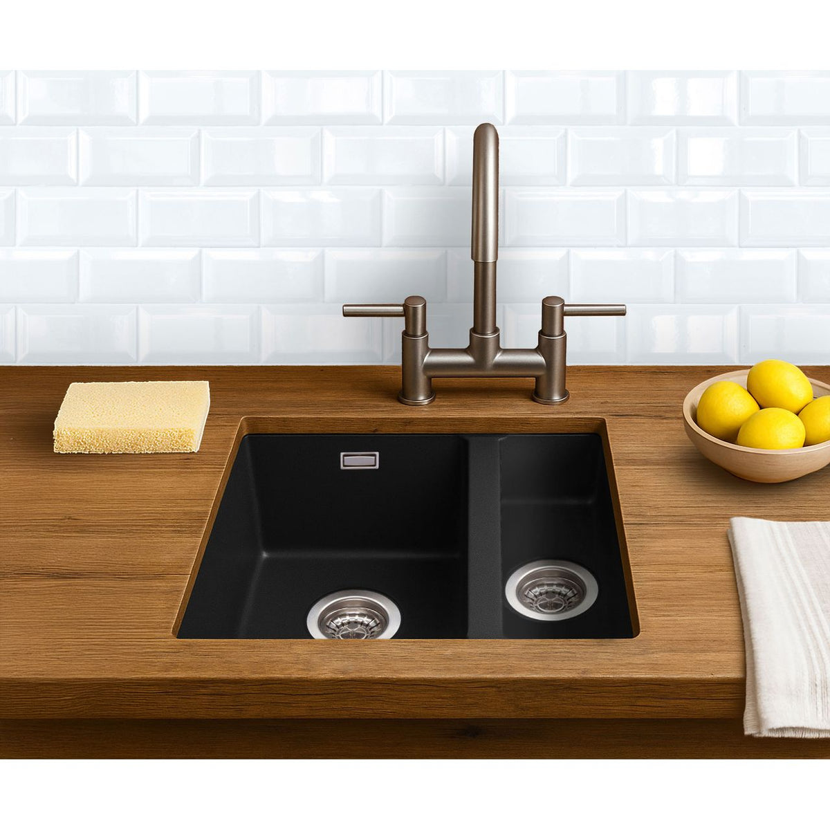 Harlyn Sennen 1.5 Bowl Inset Kitchen Sink - Black