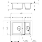 Rocklite Weston 1.5 Bowl Inset Kitchen Sink - Black