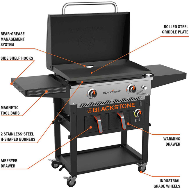 Blackstone Griddle Plus 28 Inch 2 Drawer Air fryer Griddle Gas Barbecue - Black Main Image
