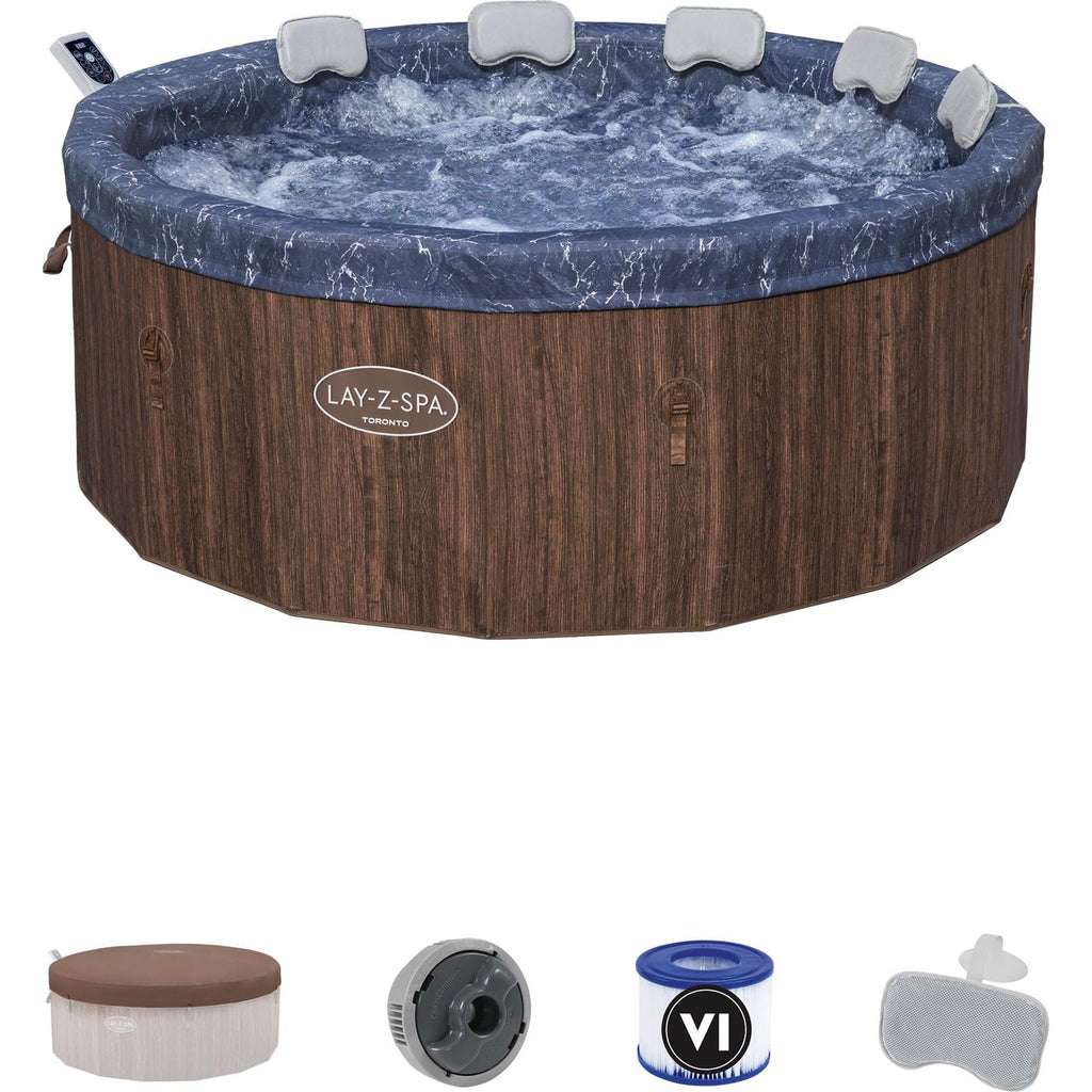 Lay-Z-Spa Toronto ThermaCore™ UltraFit™ AirJet™ Hot Tub - Dark Wood Effect