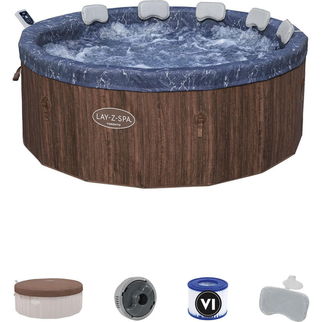 Lay-Z-Spa Toronto ThermaCore™ UltraFit™ AirJet™ Hot Tub - Dark Wood Effect Main Image