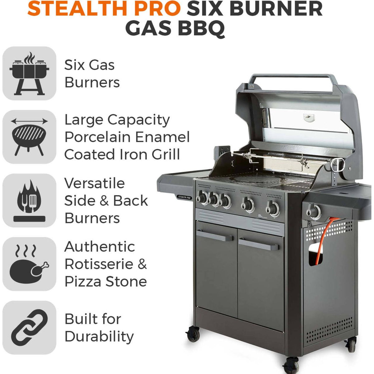 Tower Stealth Pro Gas Barbecue - Black